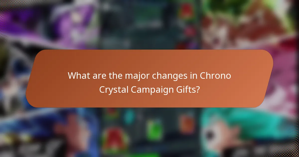 What are the major changes in Chrono Crystal Campaign Gifts?